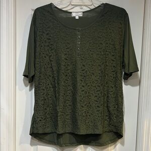 Shannon Ford Green Lace Short Sleeve Top